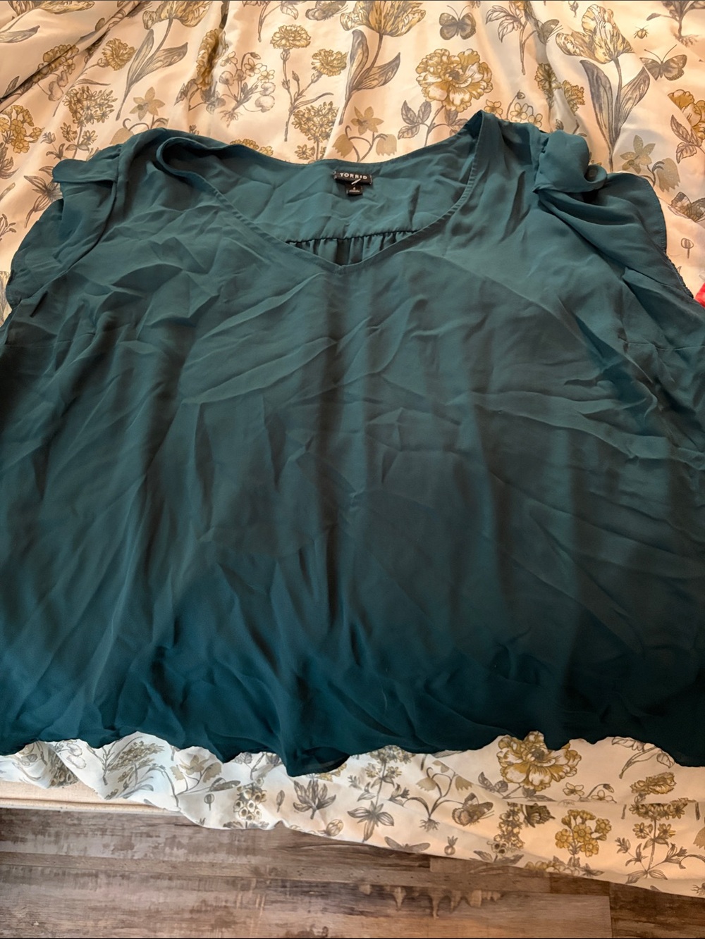 TORRID Teal V-Neck Chiffon Women's Top